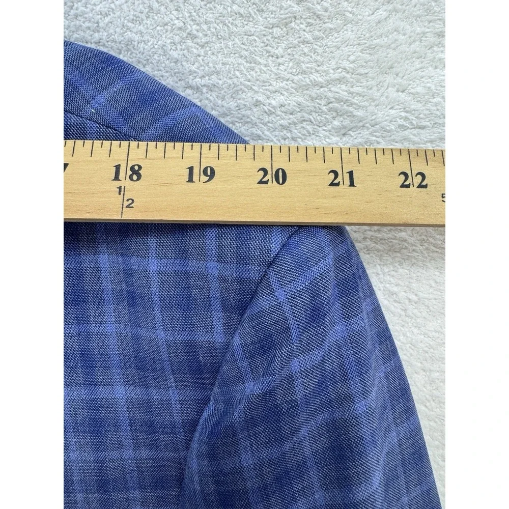 Ralph Lauren Blazer Men 50R Blue Plaid Wool Blend 2 Button Notched Dual Vented